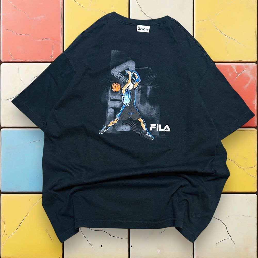 Vintage Fila Basketball Sportswear Shirt‎ 90s Men L Black Athletic Graphic Tee